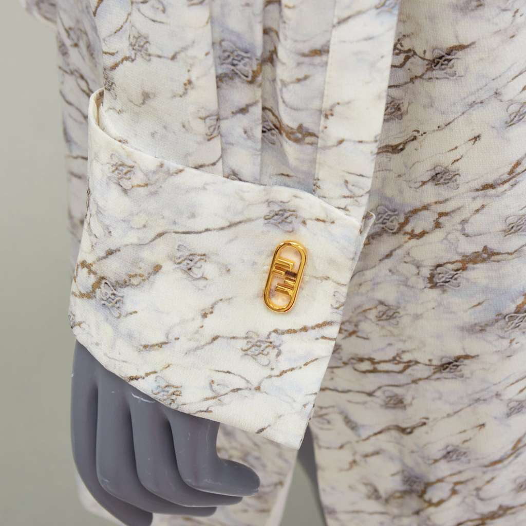 Fendi Monogram Marble Dress Beige Silk Very good - Back View