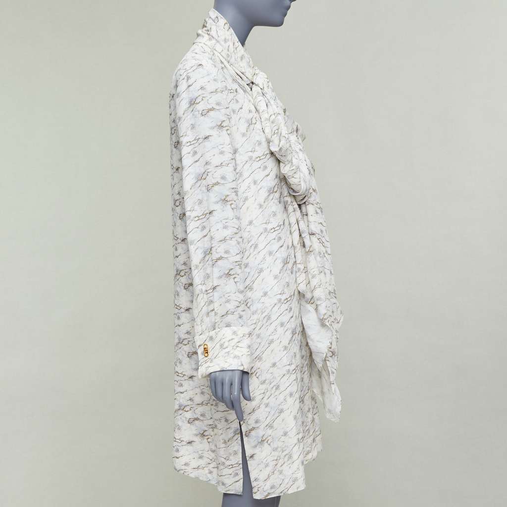 Fendi Monogram Marble Dress Beige Silk Very good - Model View
