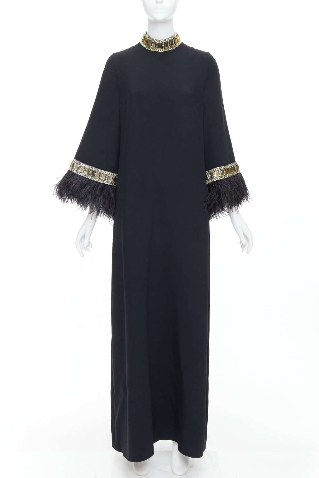 Andrew GN Feather Beads Dress Black Viscose Very good - Front View