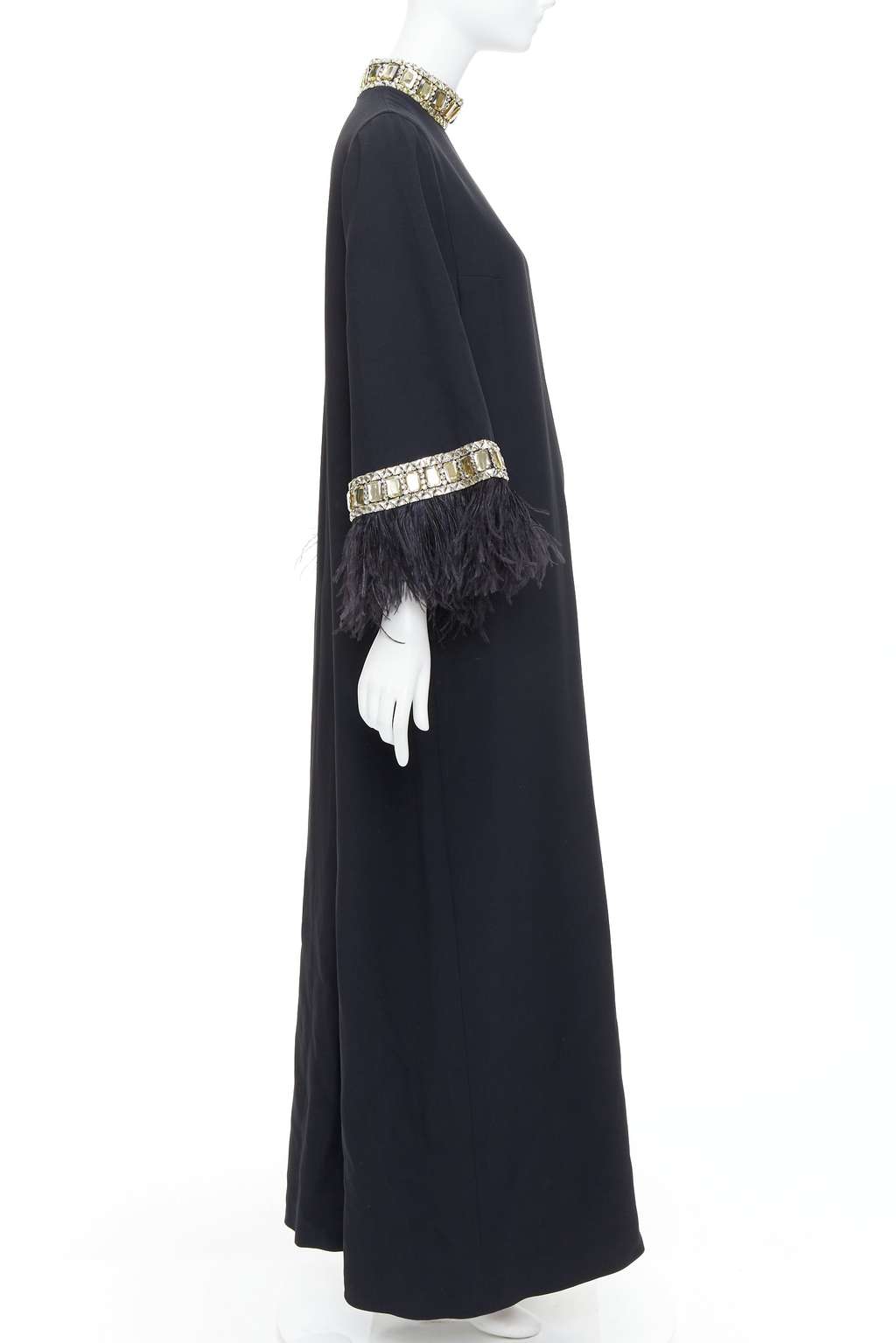 Andrew GN Feather Beads Dress Black Viscose Very good - Model View