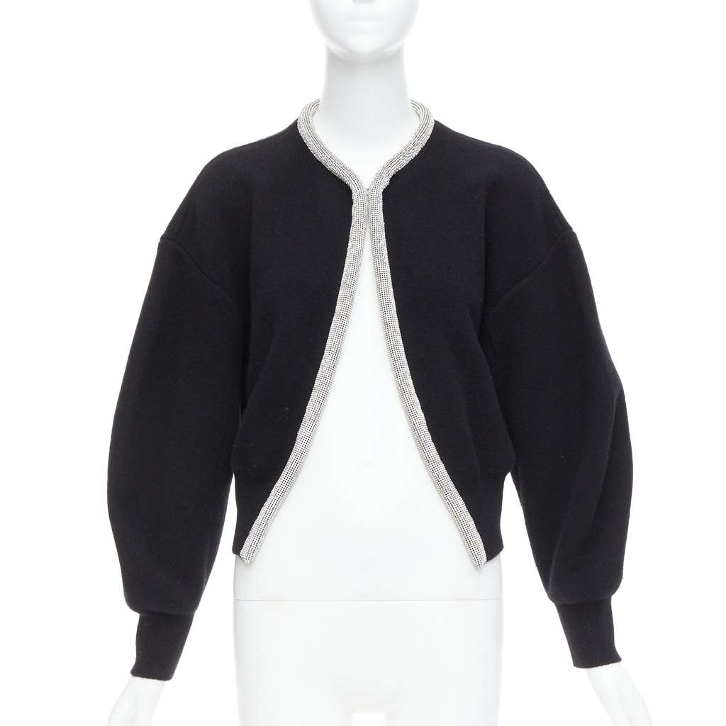 Alexander Wang Crystal Cord Cardigan Black Wool Very good - Front View