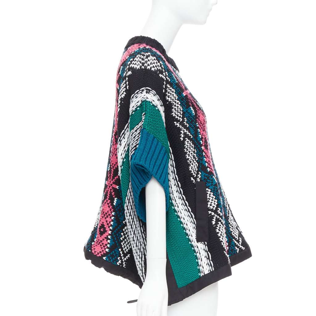 Sacai Flared Sweater Green Cotton Very good - Model View
