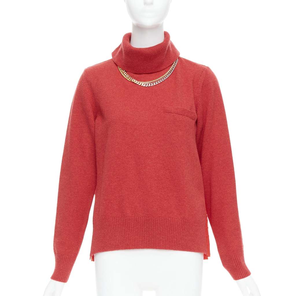 Sacai Chain Necklace Top Red Wool Never worn, with tag - Inside View