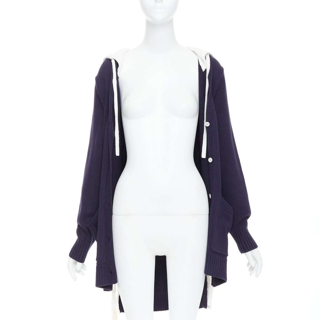 Monse Laced Hooded Cardigan Navy Cotton Good - Inside View