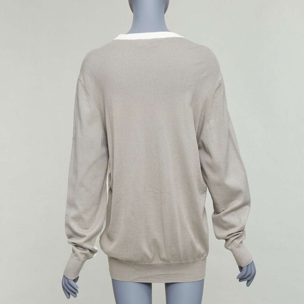 Hermès Colorblocked Crew Beige Cotton Very good - Back View