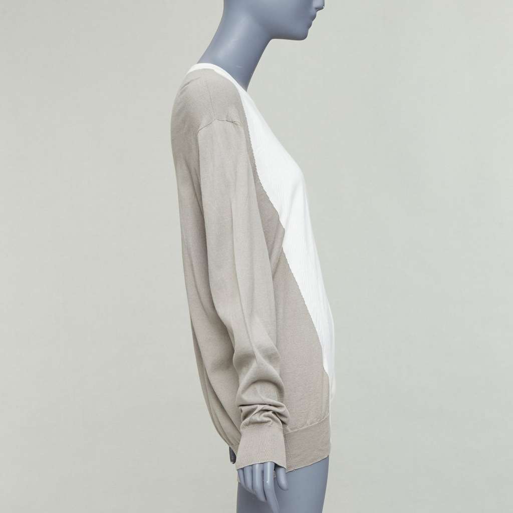 Hermès Colorblocked Crew Beige Cotton Very good - Model View