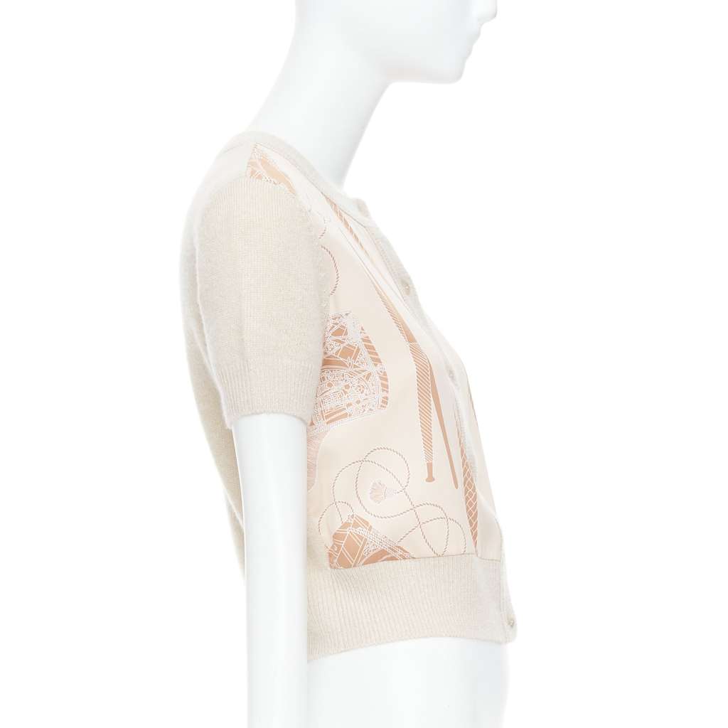Hermès Graphic Silk Cardigan Beige Cashmere Never worn - Box View