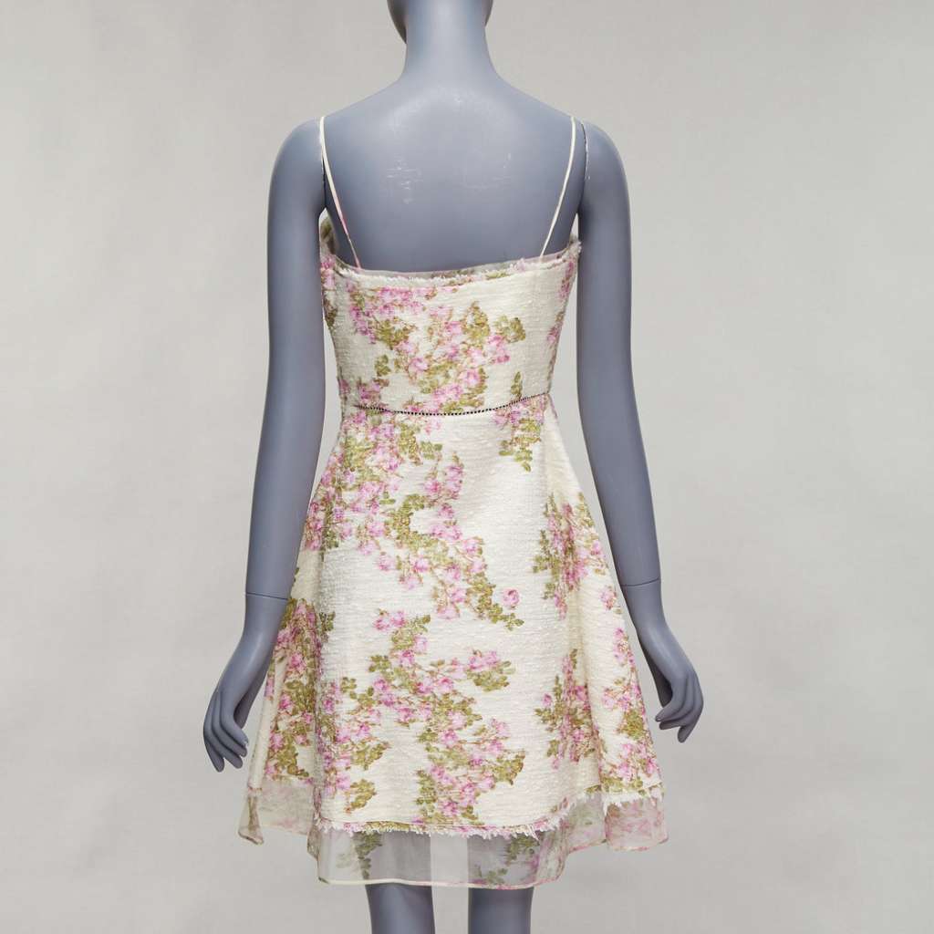 Giambattista Valli Floral Tweed Dress Beige Cotton Never worn - Box View