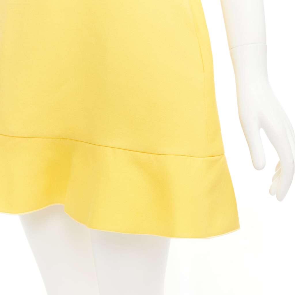 Valentino Garavani Ruffle Hem Dress Yellow Wool Never worn - Back View