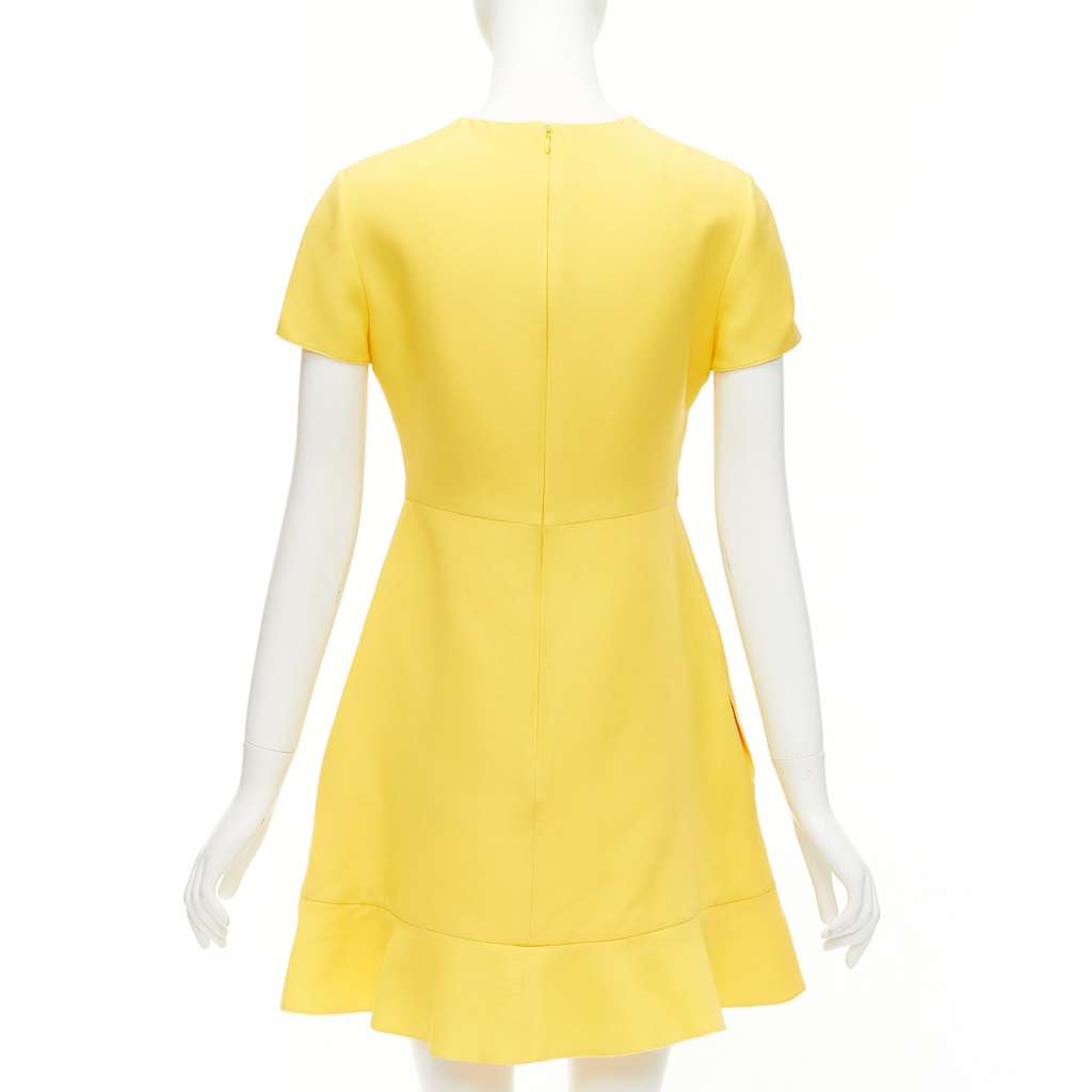 Valentino Garavani Ruffle Hem Dress Yellow Wool Never worn - Box View