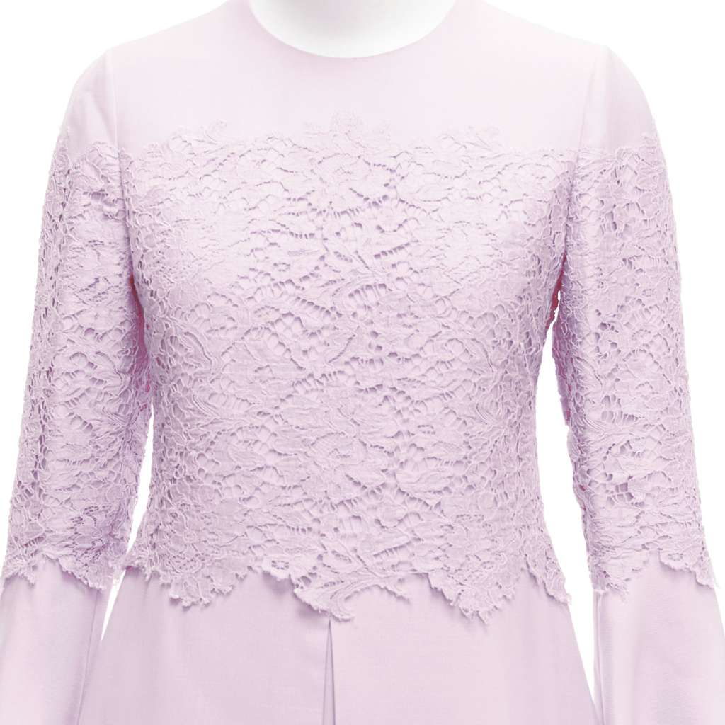 Valentino Garavani Crepe Lace Dress Pink Wool Very good condition - Back View
