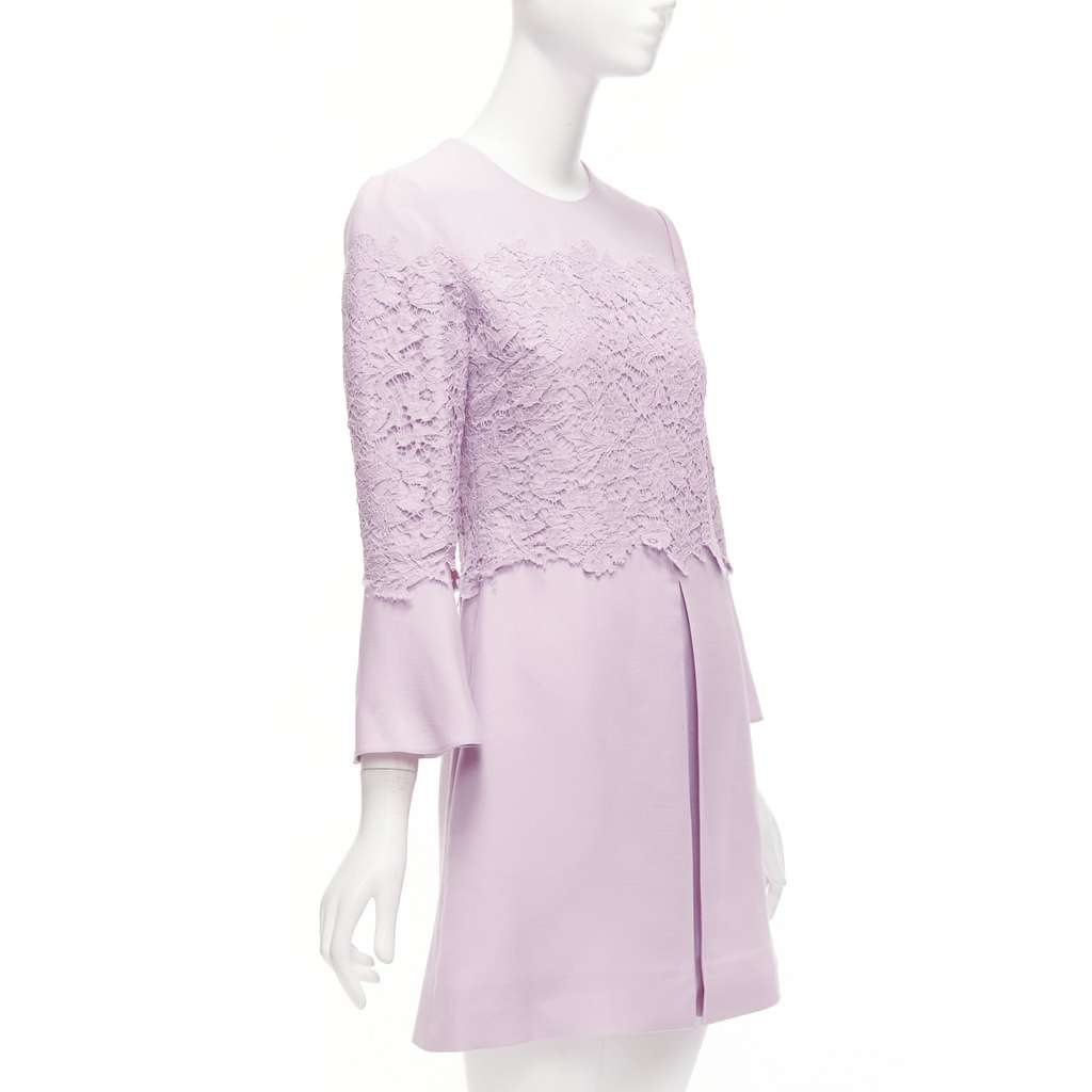 Valentino Garavani Crepe Lace Dress Pink Wool Very good condition - Inside View