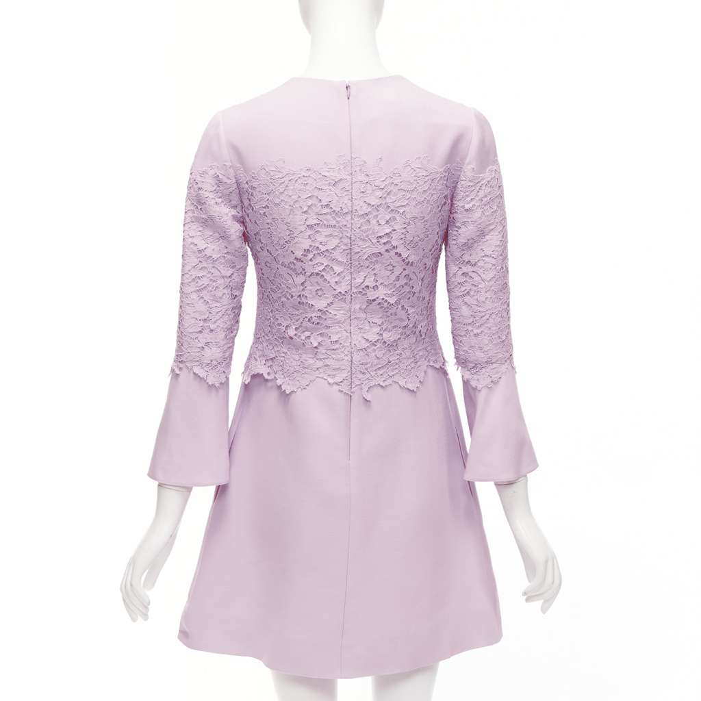 Valentino Garavani Crepe Lace Dress Pink Wool Very good condition - Box View