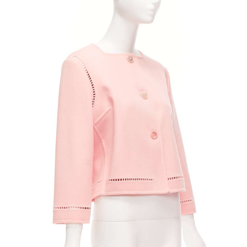 Ermanno Scervino Pink Eyelet Shell Jacket Pink Wool Very good - Inside View