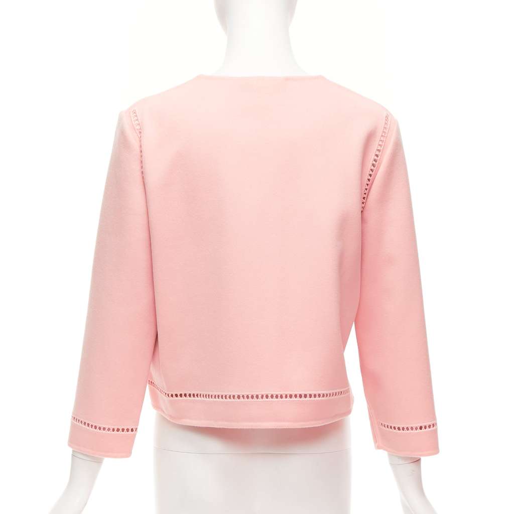 Ermanno Scervino Pink Eyelet Shell Jacket Pink Wool Very good - Box View