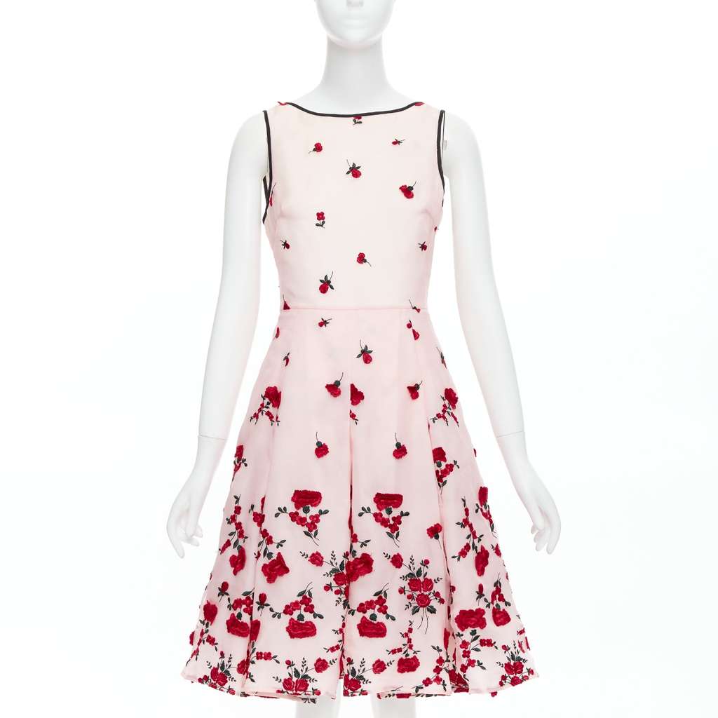Oscar De La Renta Carnation Rose Dress Pink Silk Never worn - Front View