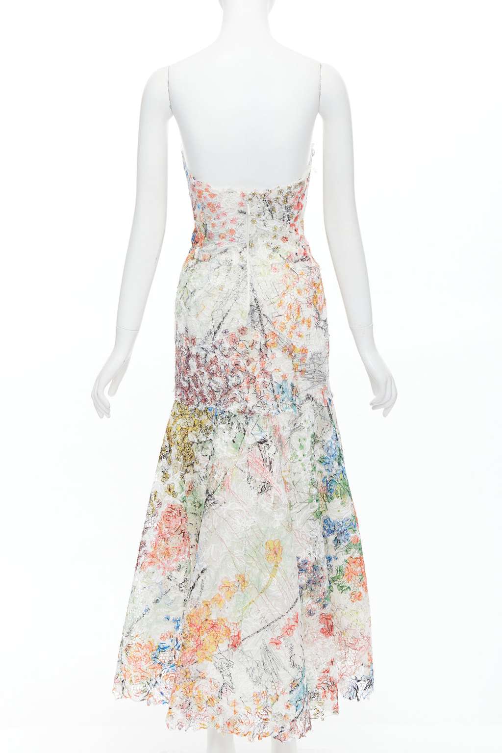 Monique Lhuillier Scribble Lace Dress MultiColor Polyester Very good - Box View