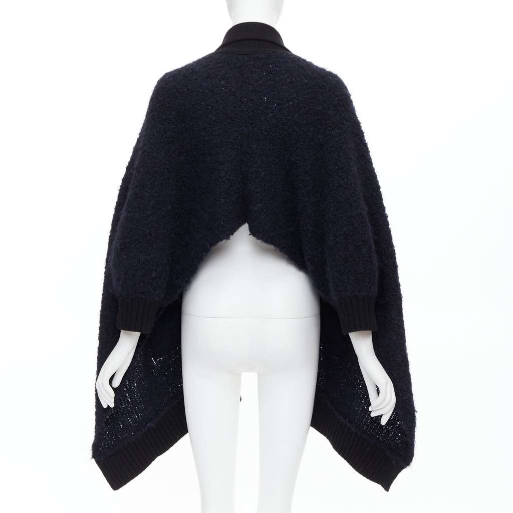 Sacai Pocketed High Low Cardigan Black Wool Good - Box View