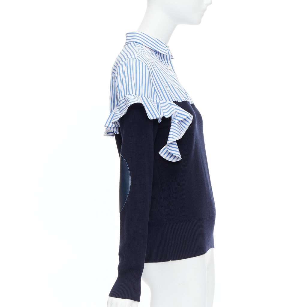Sacai Contrast Elbow Patch Navy Cotton Never worn - Model View
