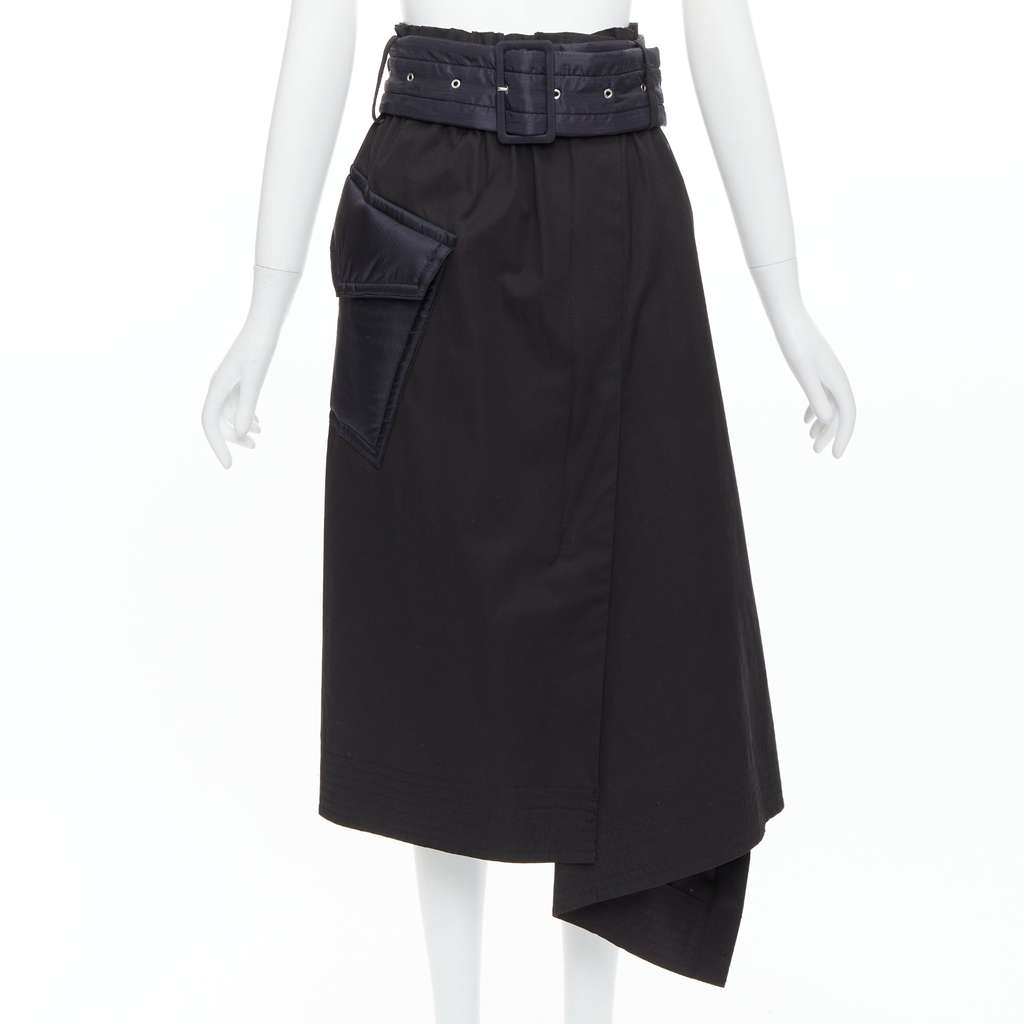 Sacai Padded Belted Skirt Black Cotton Very good - Front View