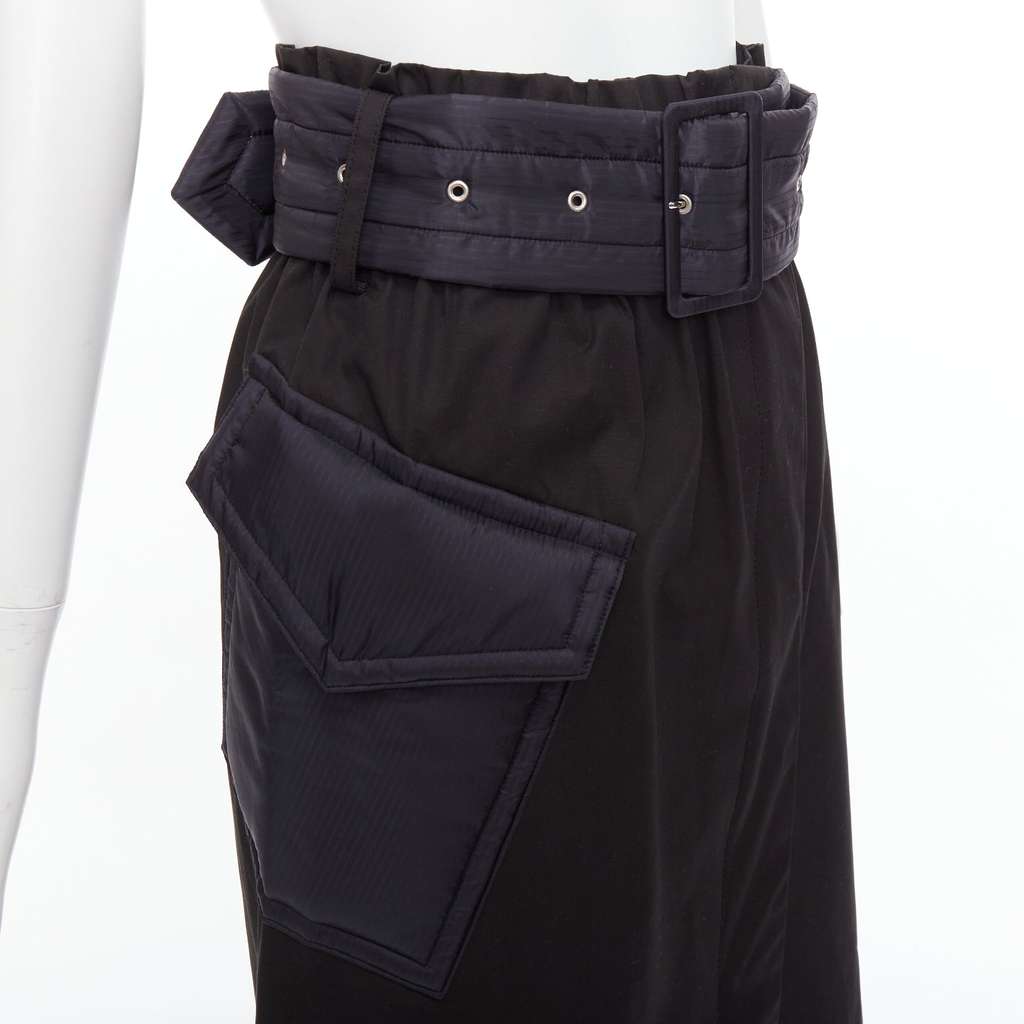 Sacai Padded Belted Skirt Black Cotton Very good - Back View
