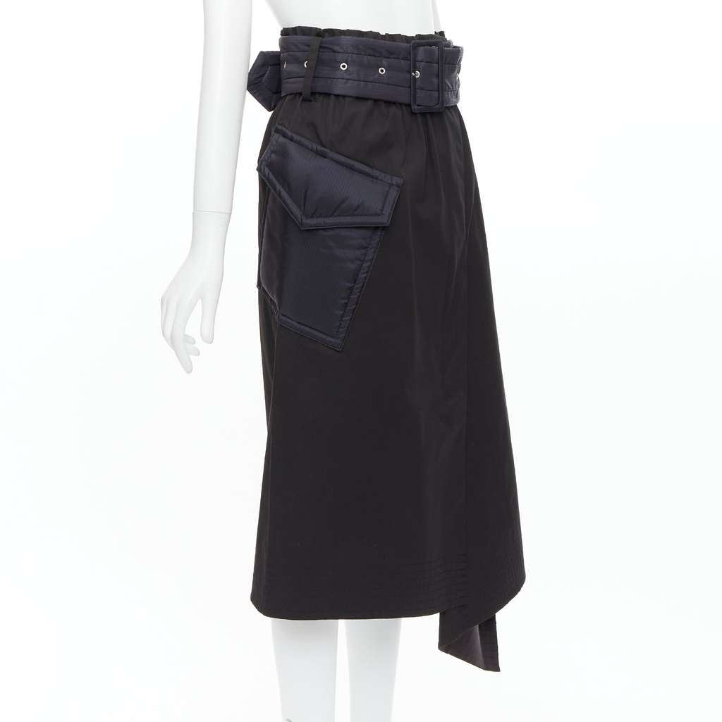Sacai Padded Belted Skirt Black Cotton Very good - Inside View