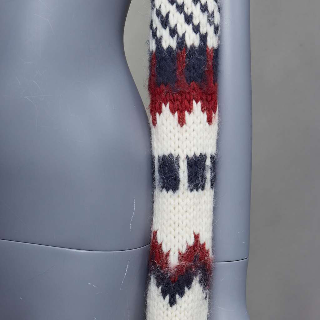 Saint Laurent Aztec Wrap Scarf Beige Wool Never worn - Back View