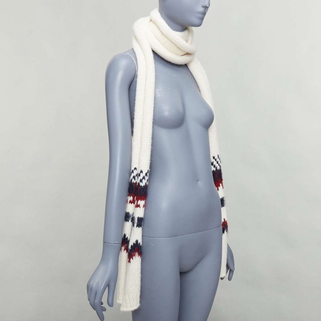 Saint Laurent Aztec Wrap Scarf Beige Wool Never worn - Inside View