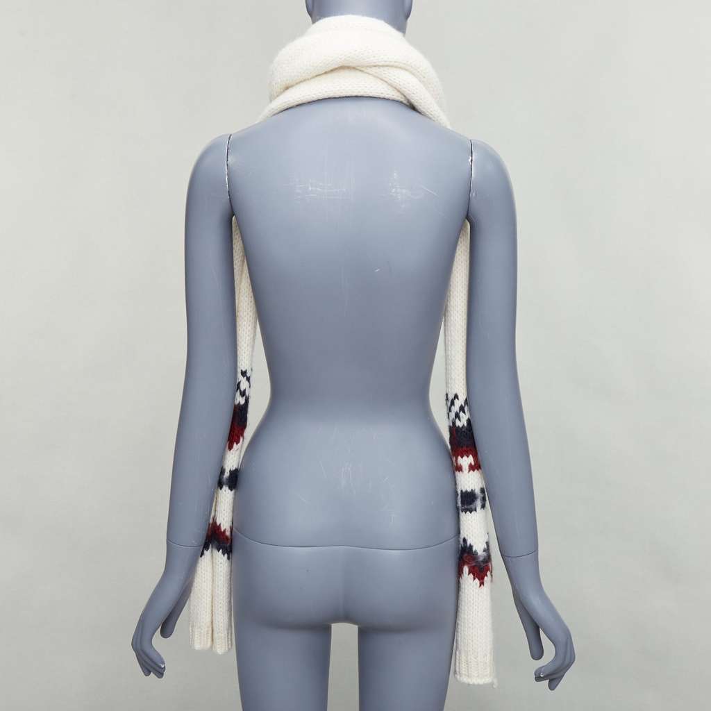 Saint Laurent Aztec Wrap Scarf Beige Wool Never worn - Box View