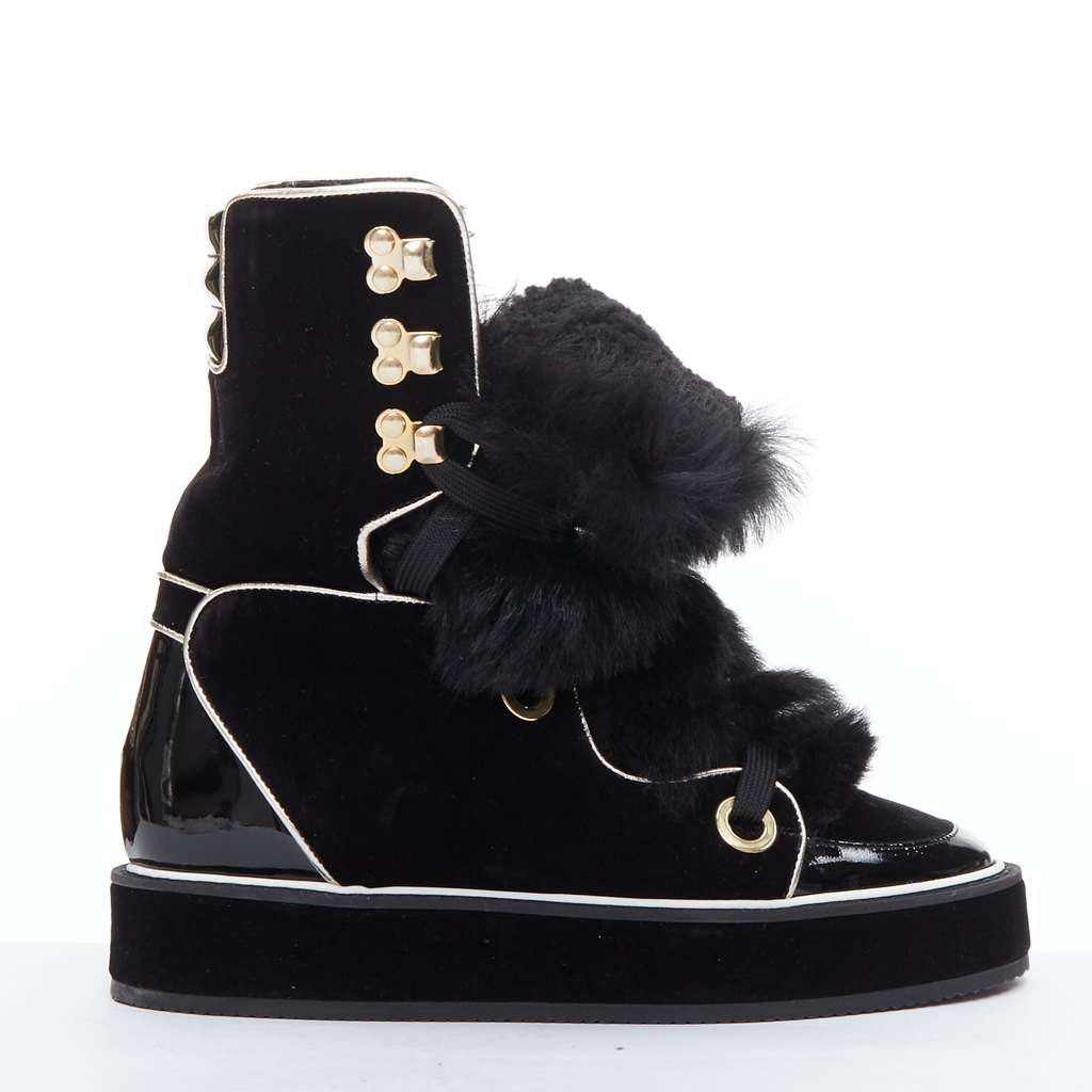 Nicholas Kirkwood Polly Neige Black Fur Very good - Front View