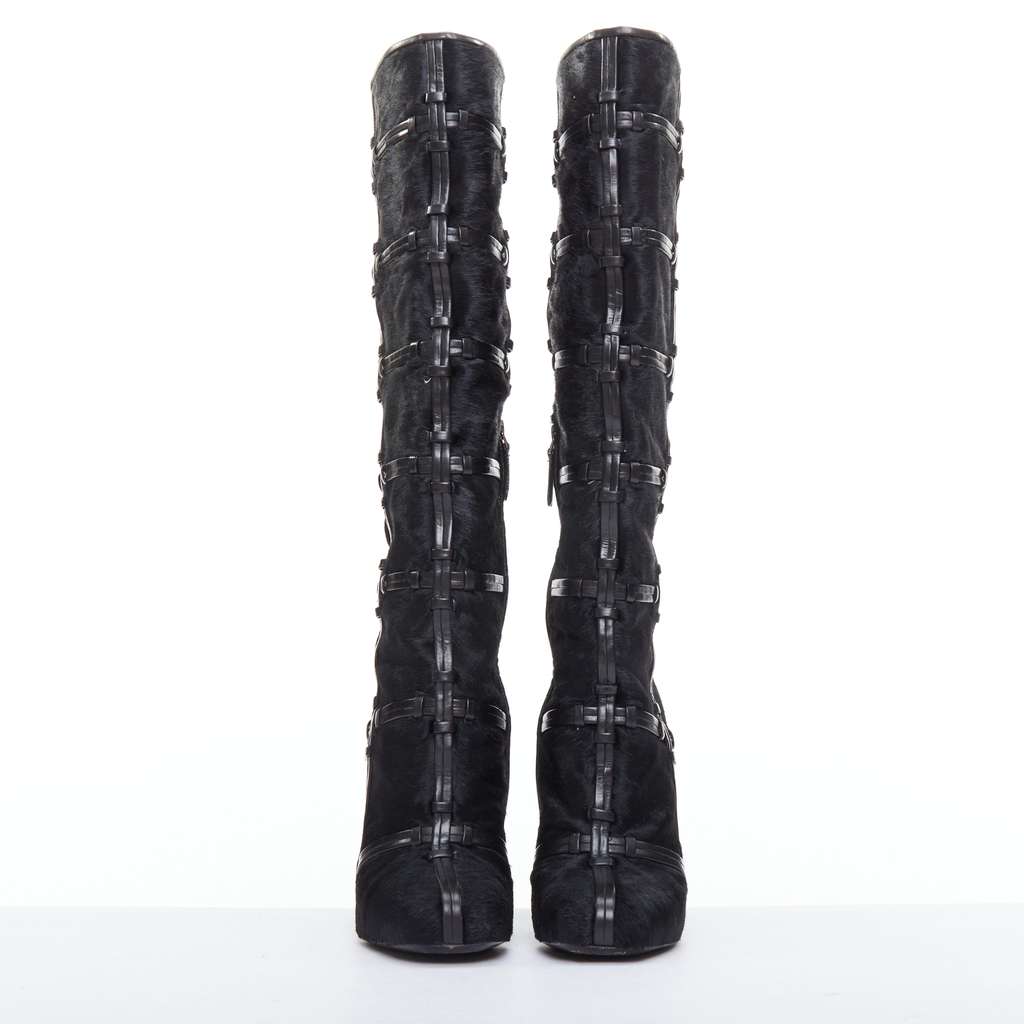 Tom Ford Silver Block Heel Boots Black Leather Never worn - Inside View
