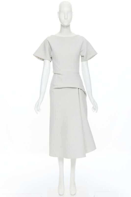 Maticevski Cloque Draped Dress Grey Cotton Good - Back View