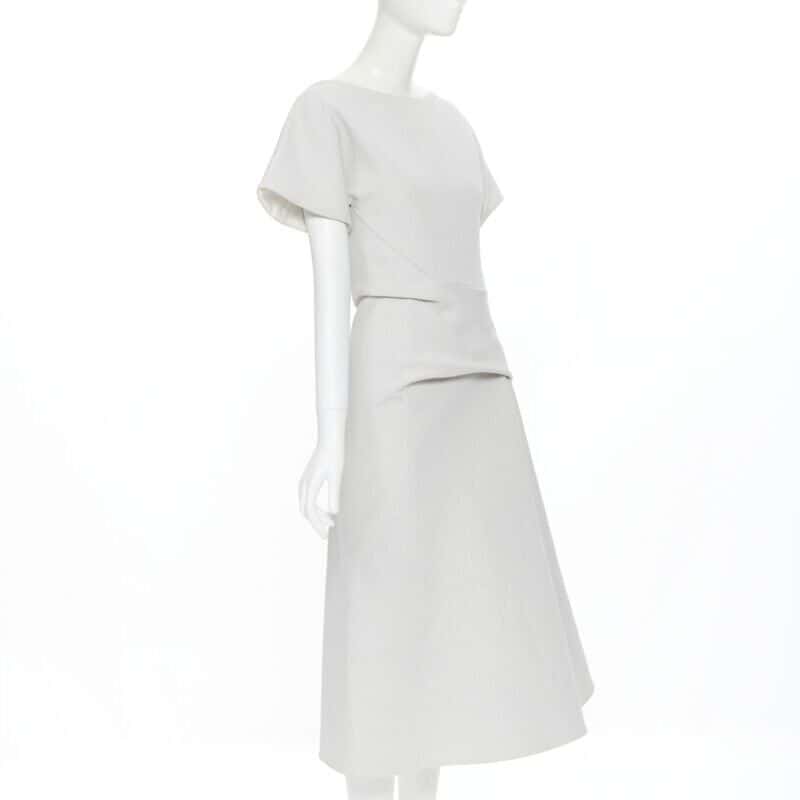 Maticevski Cloque Draped Dress Grey Cotton Good - Inside View