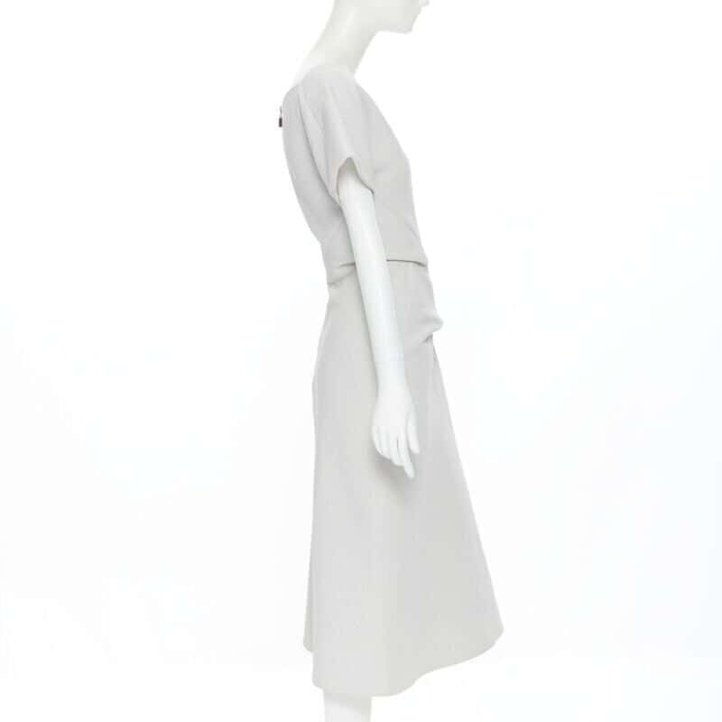 Maticevski Cloque Draped Dress Grey Cotton Good - Model View