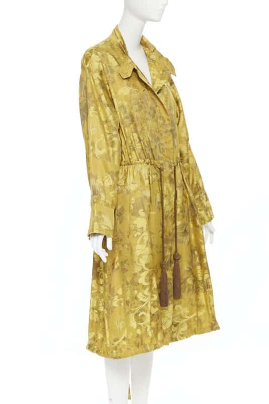 Oscar De La Renta Silk Floral Tassel Robe Yellow Silk Very good - Box View
