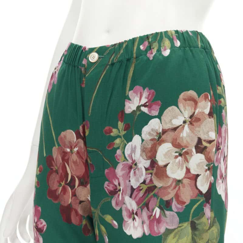Gucci Floral Pajama Pants Green Silk Never worn - Back View