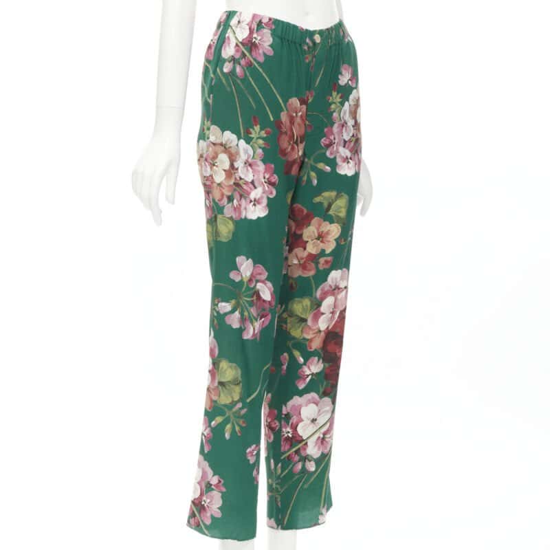 Gucci Floral Pajama Pants Green Silk Never worn - Inside View