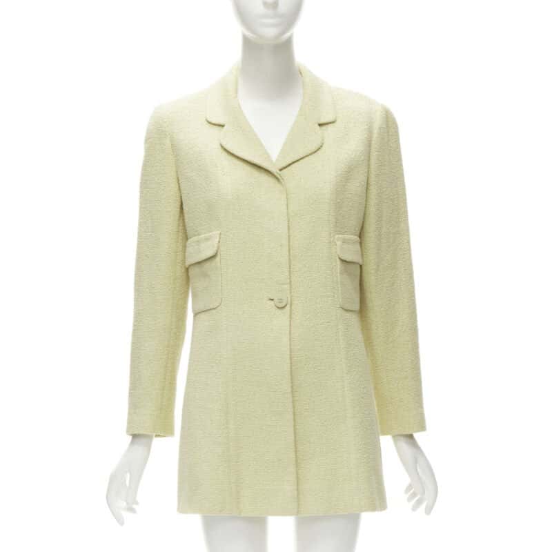 Chanel Yellow Tweed Long Jacket Yellow Cotton Never worn - Front View