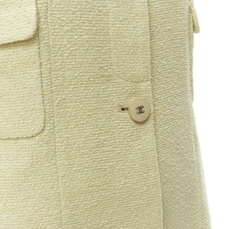 Chanel Yellow Tweed Long Jacket Yellow Cotton Never worn - Back View