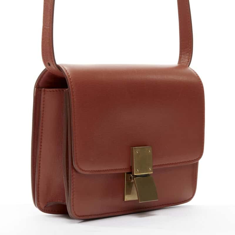 Celine White Matte Clutch Brown Leather Good - Inside View