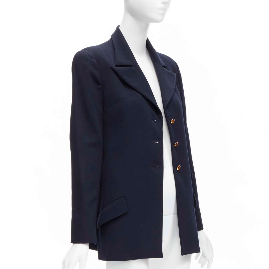 Chanel Navy Military Blazer Navy Wool Very good - Model View