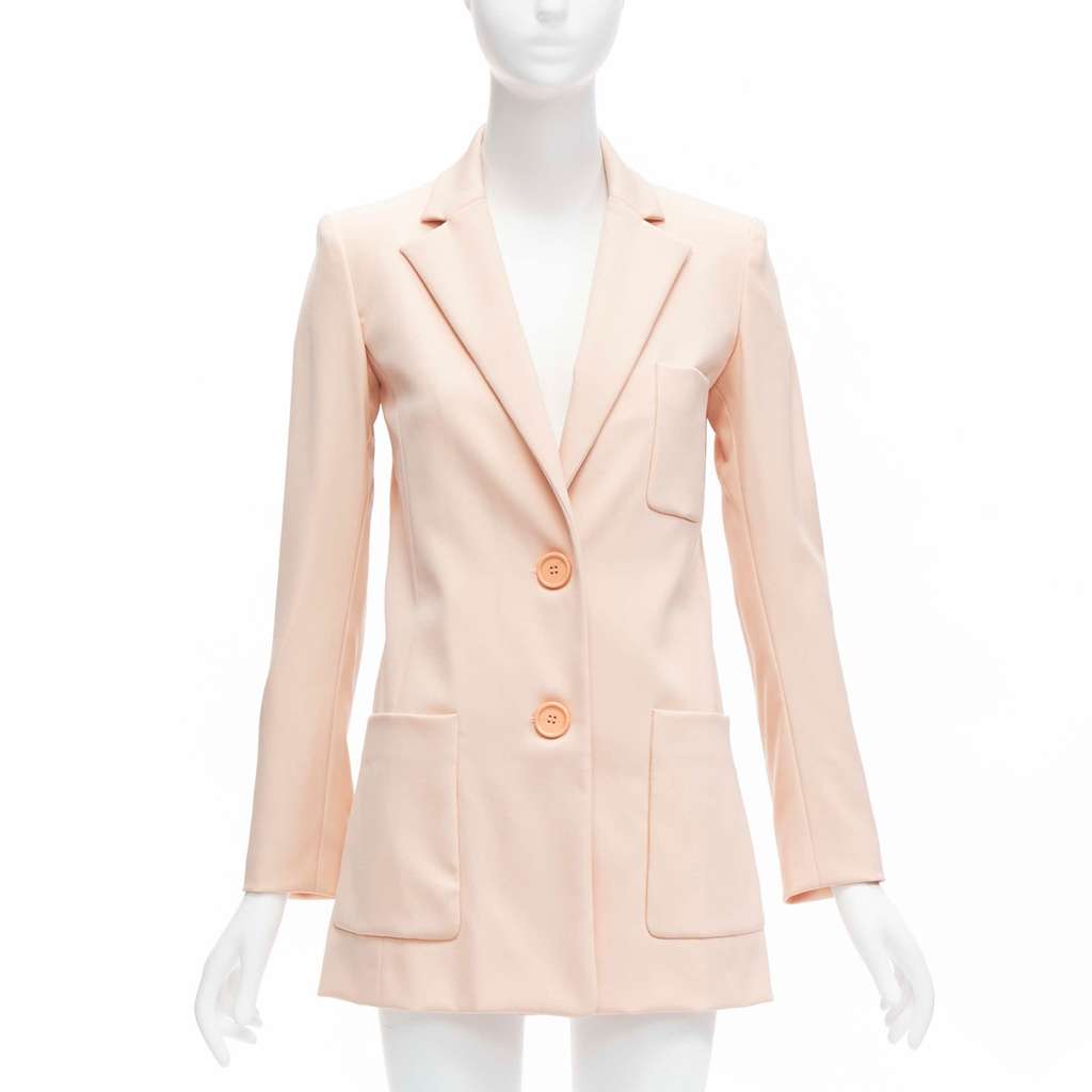 Oscar De La Renta Pink Longline Blazer Pink Wool Never worn - Front View