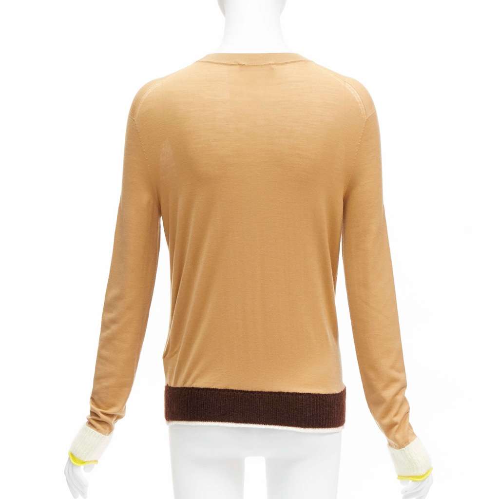 Celine Logo Contrast Sweater Beige Wool Never worn - Box View