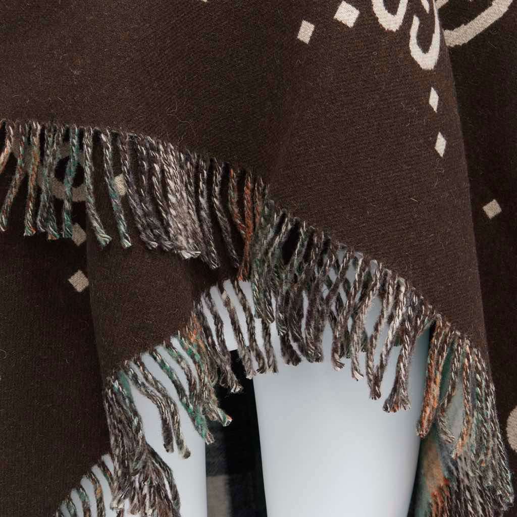 Gucci Plaid Blanket Scarf Green Wool Never worn - Back View