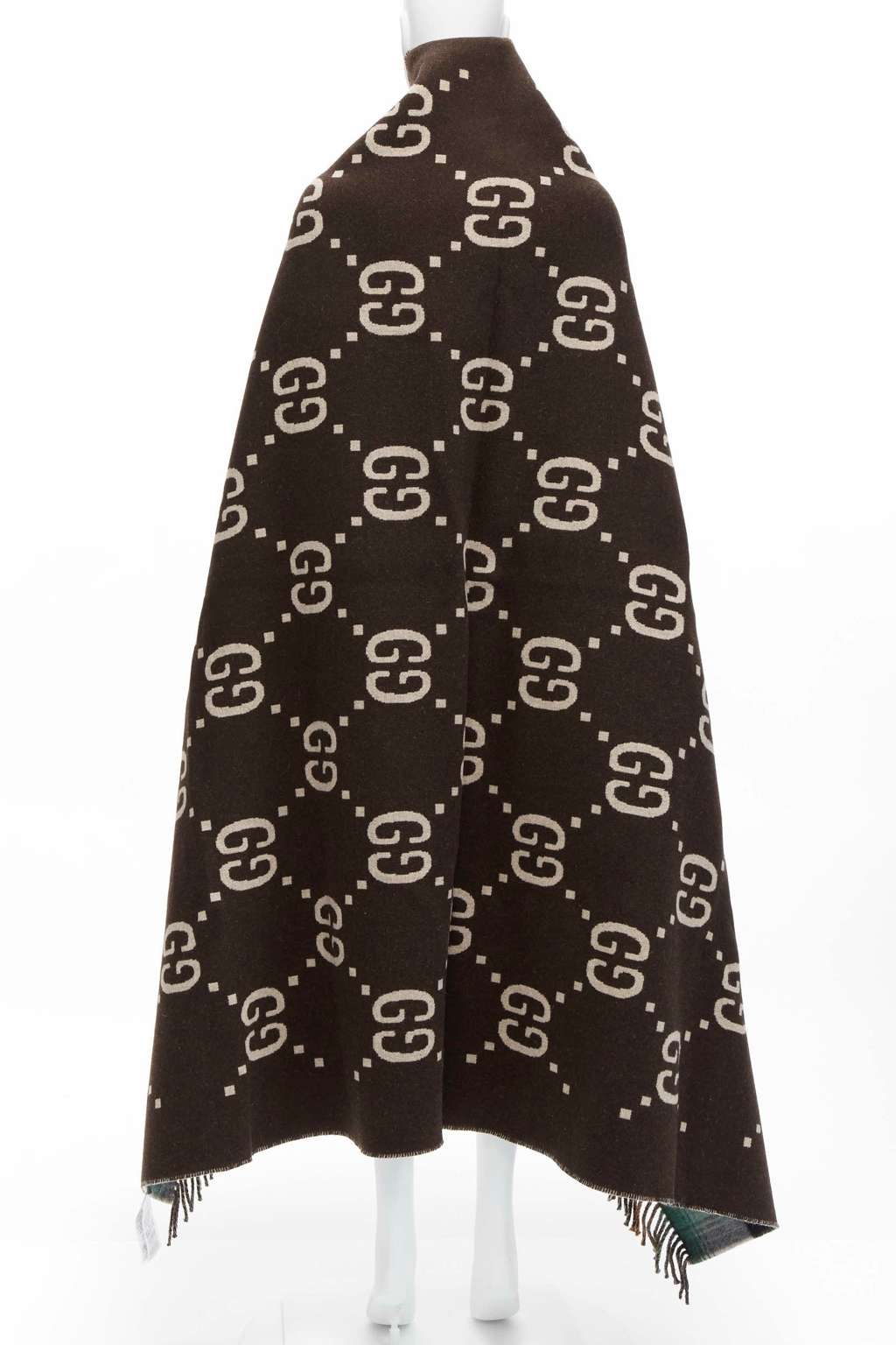 Gucci Plaid Blanket Scarf Green Wool Never worn - Box View