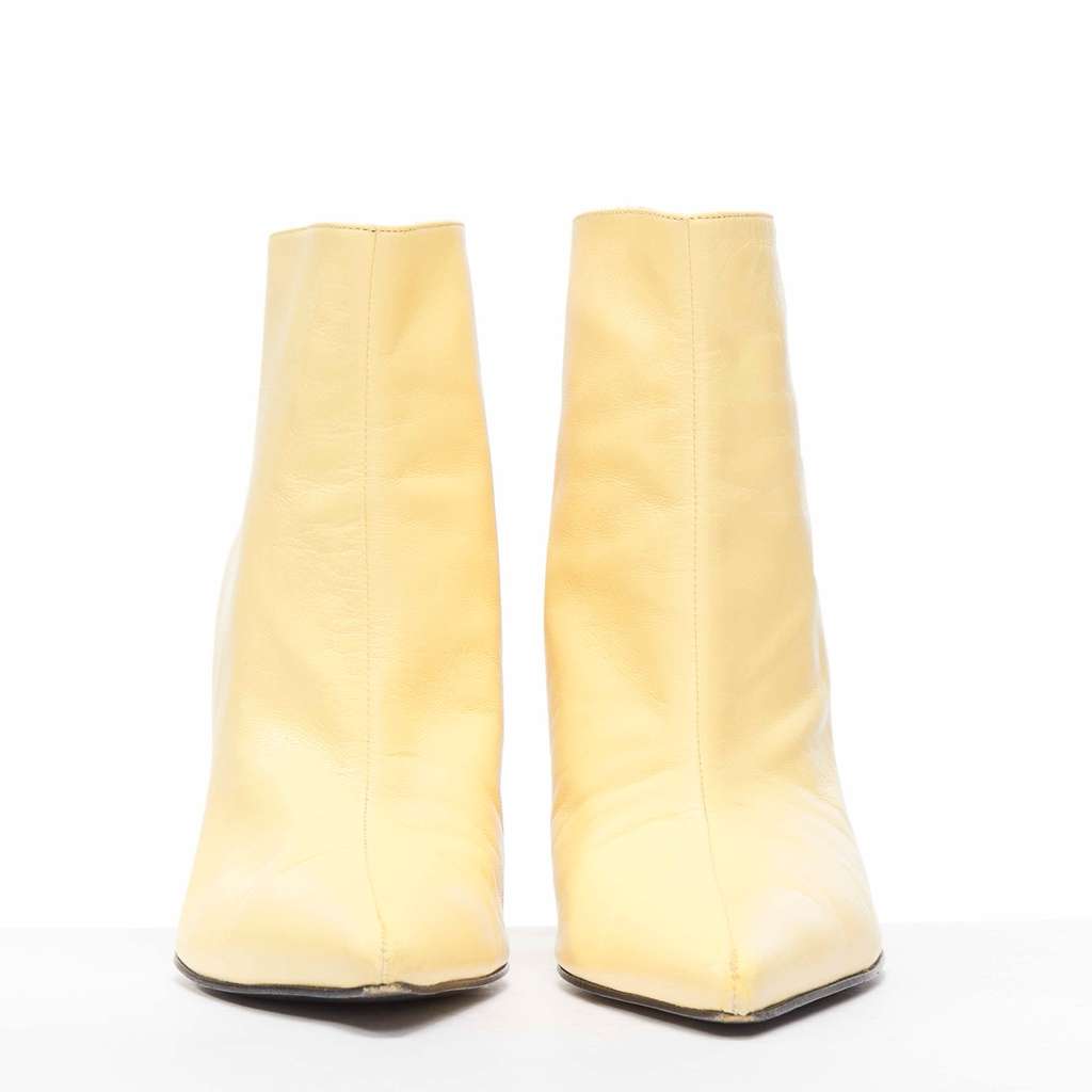 Celine Pointed Toe High Boots Beige Leather Good - Inside View