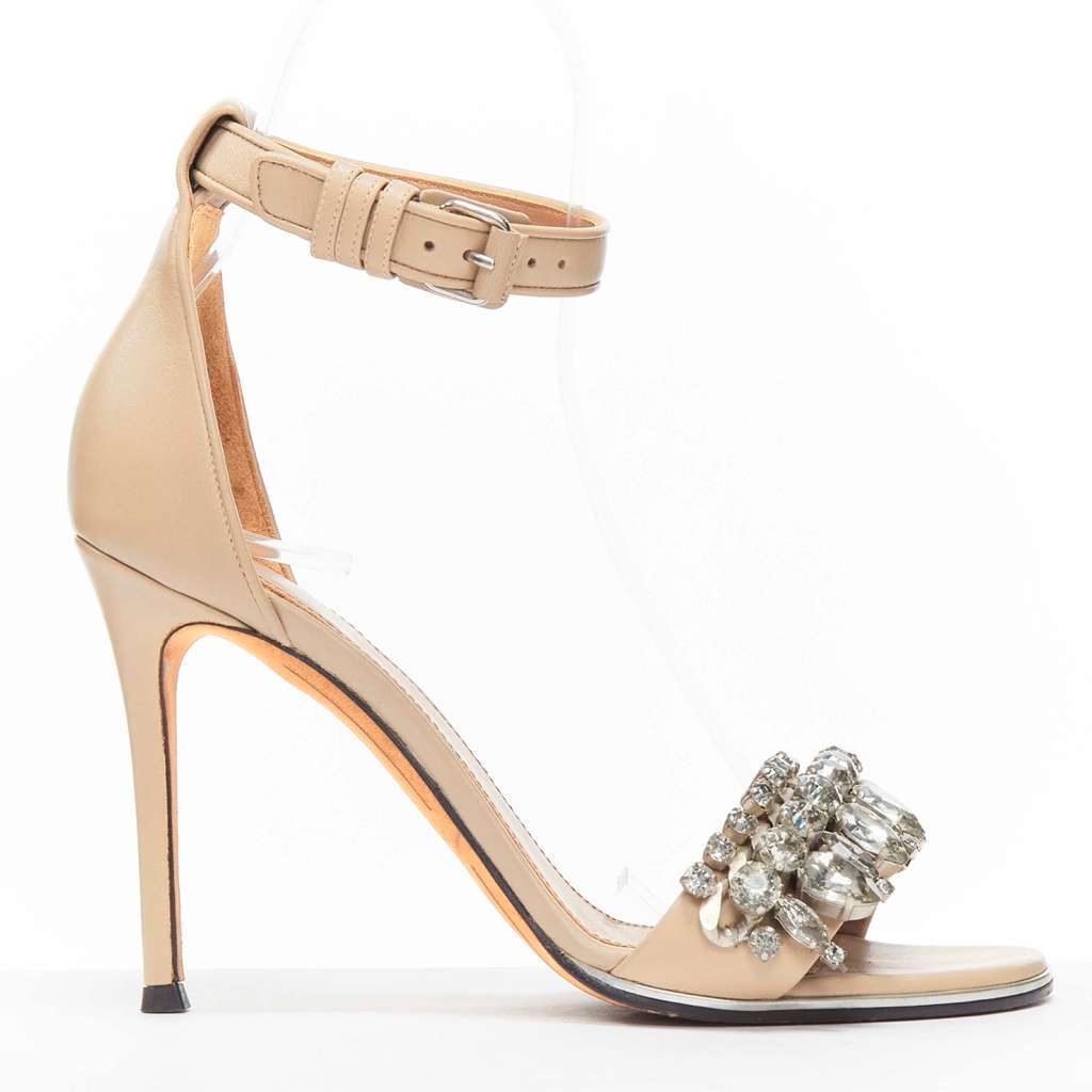Givenchy Crystal Strap Sandals Beige Leather Very good - Front View