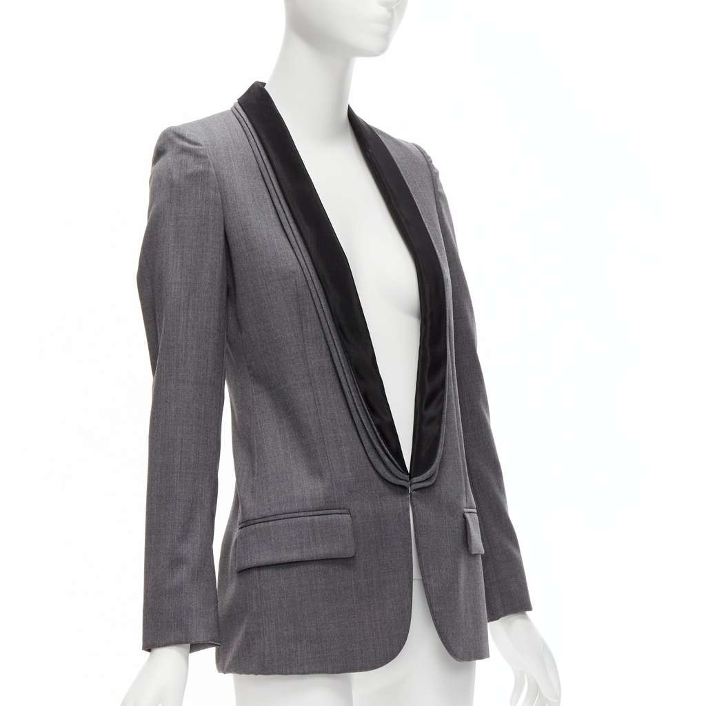 Stella McCartney Grey Triple Layer Blazer Grey Wool Never worn - Model View