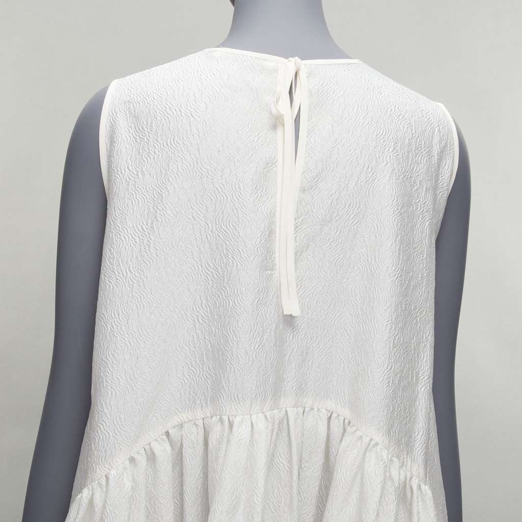 CecIlie Bahnsen Jacquard Babydoll Dress White Silk Never worn - Back View