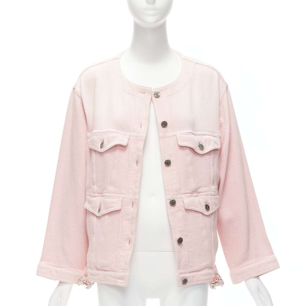 Chanel Pink Oversized Cotton Jacket Pink Cotton Very good - Inside View
